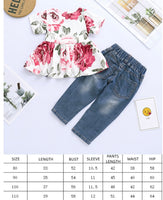 Fashion Color Flower Cotton Blend Printing w/Jeans