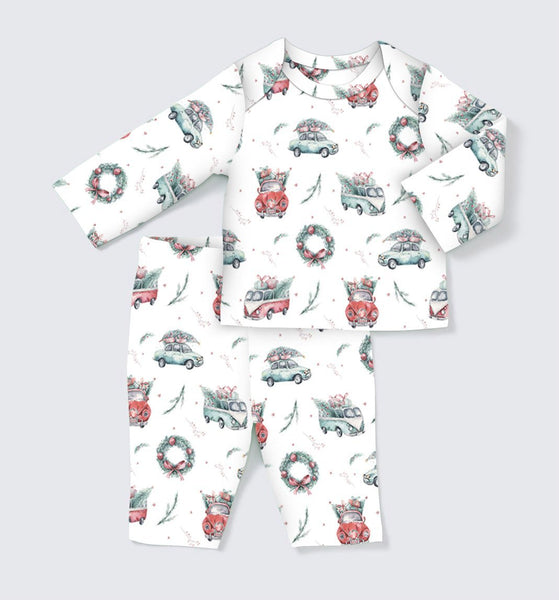 Vintage Holiday Cars Long Sleeve Lounge Set